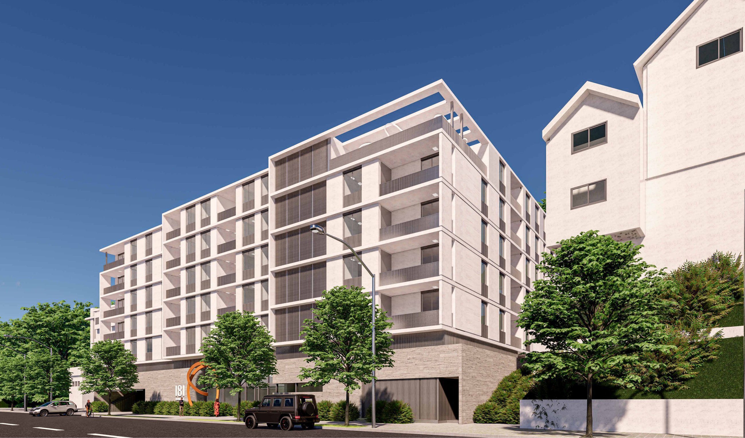 Architect's rendering — eastern approach along Monterey Road